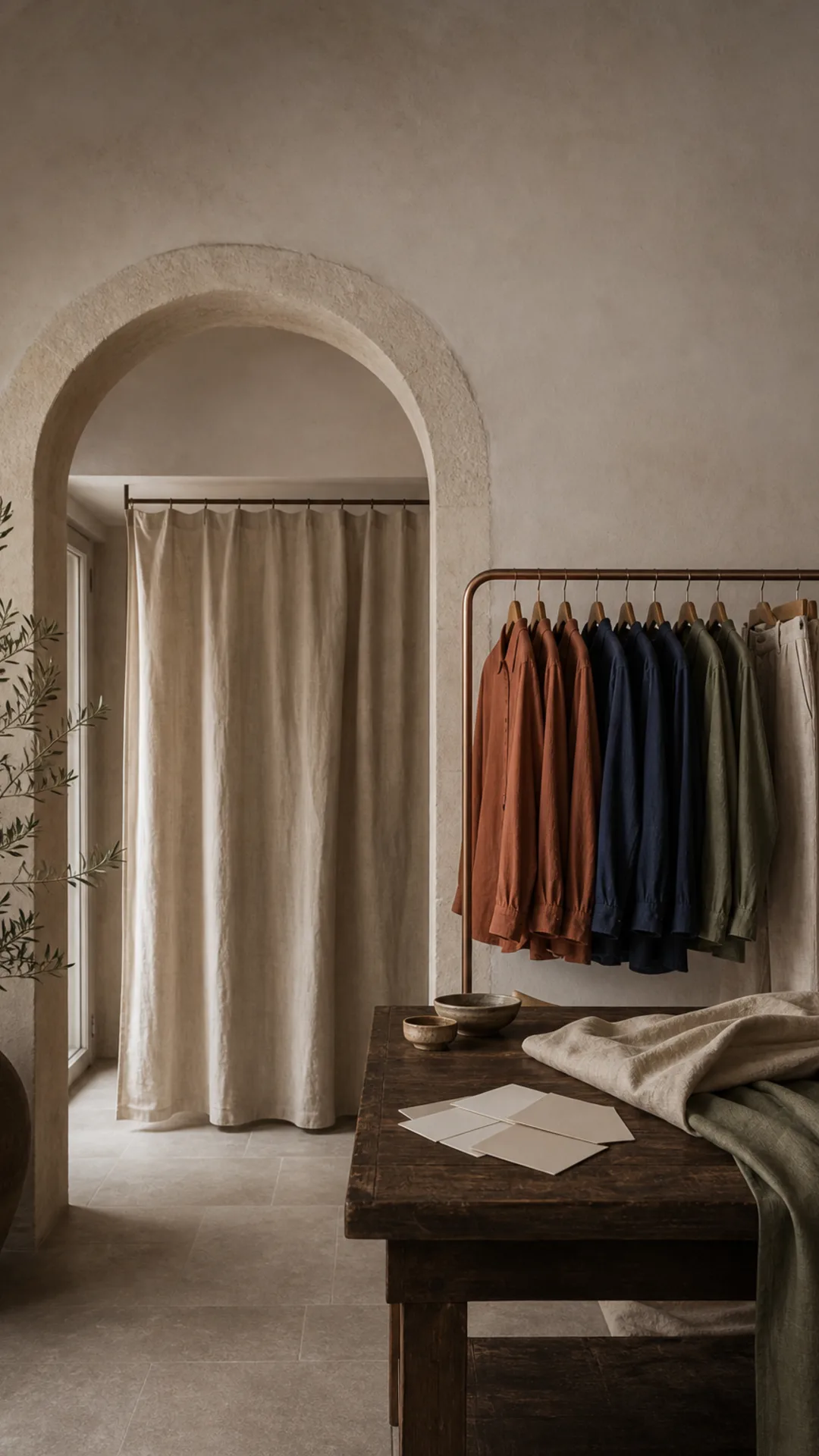 Warm regional fashion atelier storefront on a phone